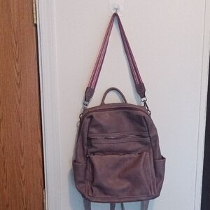 Purple Leather Back Pack